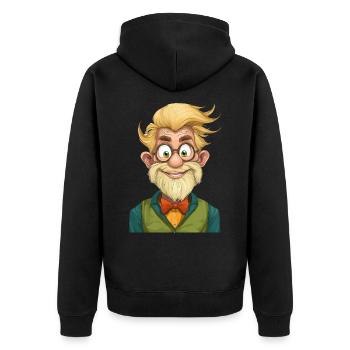 verrückter Professor - Unisex Premium Bio Zip Hoodie - Schwarz - Hinten - Nico (187cm)