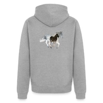 Cheval au galop - Veste à capuche bio Premium Unisexe - gris chiné - Dos - Nico (187cm)