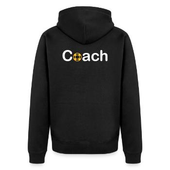 ★ design colors can be changed ★ Coach (lifebuoy) - Unisex Premium Organic Zip Hoodie - black - Back - Nico (187cm)