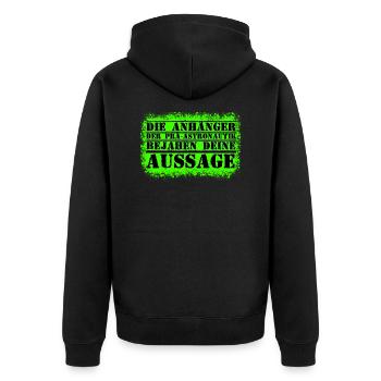 Die Anhaenger der Prae Astronautik - Unisex Premium Bio Zip Hoodie - Schwarz - Hinten - Nico (187cm)