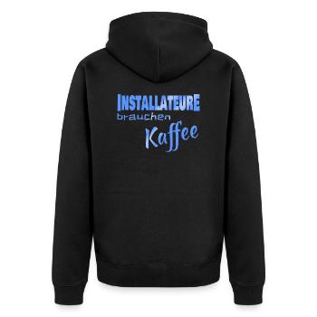 Installateur - Unisex Premium Bio Zip Hoodie - Schwarz - Hinten - Nico (187cm)