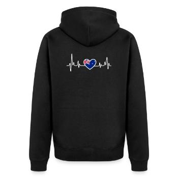 Mein Herz schlägt für Neuseeland Herzschlag EKG - Unisex Premium Bio Zip Hoodie - Schwarz - Hinten - Nico (187cm)