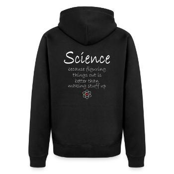 Science is Better - Unisex Premium Bio Zip Hoodie - Schwarz - Hinten - Nico (187cm)