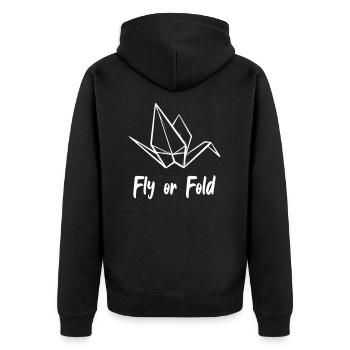 Origami Fly Or Fold - Unisex Premium Organic Zip Hoodie - black - Back - Nico (187cm)