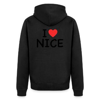 I Love Nice - J'aime Nice - Unisex Premium Organic Zip Hoodie - black - Back - Nico (187cm)