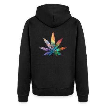 Cosmic Chronic - Unisex Premium Organic Zip Hoodie - black - Back - Nico (187cm)