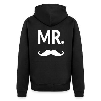 MR - Unisex Premium Organic Zip Hoodie - black - Back - Nico (187cm)