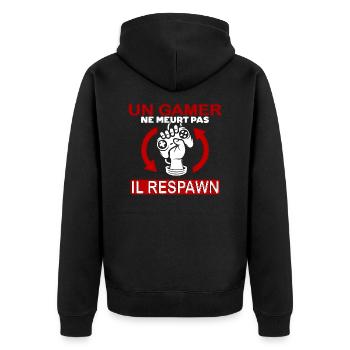 "Un gamer respawn" t-shirt humour geek - Veste à capuche bio Premium Unisexe - noir - Dos - Nico (187cm)