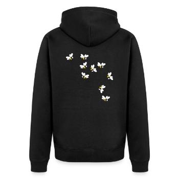 Bienen fliegen - Unisex Premium Bio Zip Hoodie - Schwarz - Hinten - Nico (187cm)