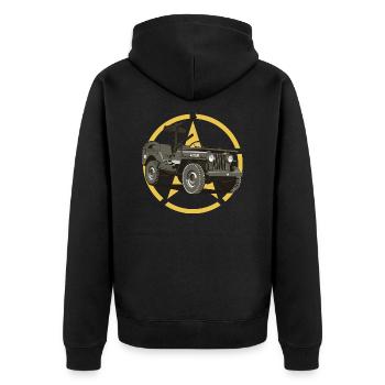 Offroad-Militärfahrzeug - Unisex Premium Bio Zip Hoodie - Schwarz - Hinten - Nico (187cm)