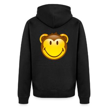 Smiley Monkey - Unisex Premium Bio Zip Hoodie - Schwarz - Hinten - Nico (187cm)