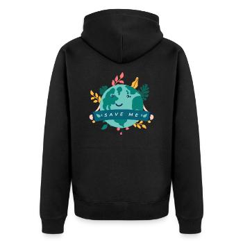 Save me save me nature conservation climate change nature - Unisex Premium Organic Zip Hoodie - black - Back - Nico (187cm)
