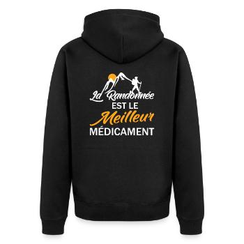 La randonnée est le meilleur médicament humour - Veste à capuche bio Premium Unisexe - noir - Dos - Nico (187cm)