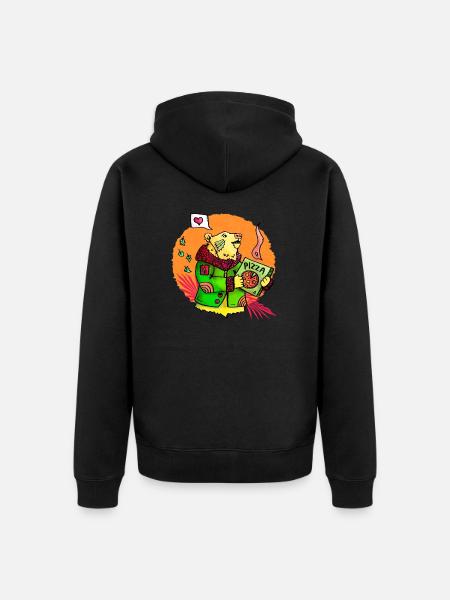 Pizza bear - Unisex Premium Organic Zip Hoodie - black