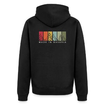 Made in Bavaria Bayern Spruch - Unisex Premium Bio Zip Hoodie - Schwarz - Hinten - Nico (187cm)