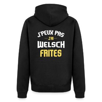 J'peux pas j'ai welsch frites chti cadeau humour - Veste à capuche bio Premium Unisexe - noir - Dos - Nico (187cm)