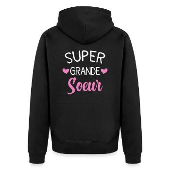 Cadeau De Cœurs Super Grande Sœur - Veste à capuche bio Premium Unisexe - noir - Dos - Nico (187cm)