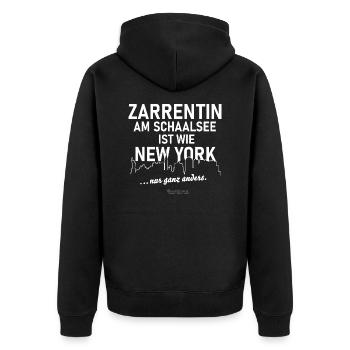 Zarrentin am Schaalsee - Unisex Premium Bio Zip Hoodie - Schwarz - Hinten - Nico (187cm)