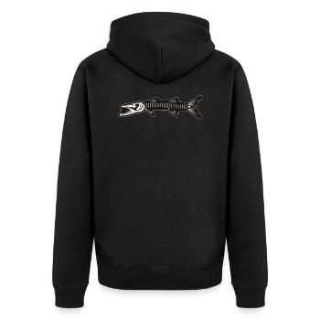Skelett von Barracuda - Unisex Premium Bio Zip Hoodie - Schwarz - Hinten - Nico (187cm)