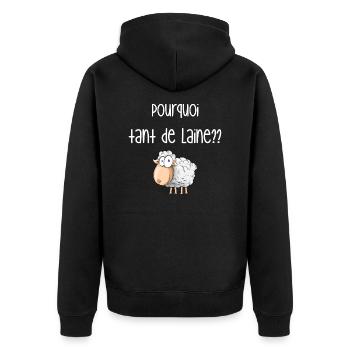Pourquoi tant de laine? humour - Veste à capuche bio Premium Unisexe - noir - Dos - Nico (187cm)