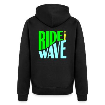 Montez sur le traceur Wave - Veste à capuche bio Premium Unisexe - noir - Dos - Nico (187cm)