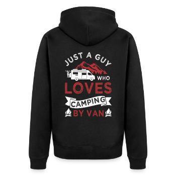 just a guy loves camper camping van - Unisex Premium Organic Zip Hoodie - black - Back - Nico (187cm)