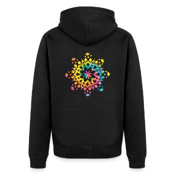 Tie Dyed Mandala - Unisex Premium Bio Zip Hoodie - Schwarz - Hinten - Nico (187cm)