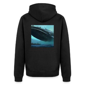 Whale floating in the sky - Unisex Premium Organic Zip Hoodie - black - Back - Nico (187cm)