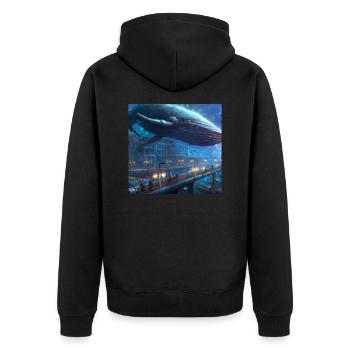 Wal schwimmt in der Stadt - Unisex Premium Bio Zip Hoodie - Schwarz - Hinten - Nico (187cm)