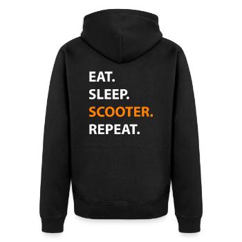 E-Scooter E-Roller Scooter - Unisex Premium Bio Zip Hoodie - Schwarz - Hinten - Nico (187cm)