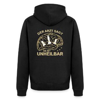Schach Der Arzt sagt es ist unheilbar - Unisex Premium Bio Zip Hoodie - Schwarz - Hinten - Nico (187cm)