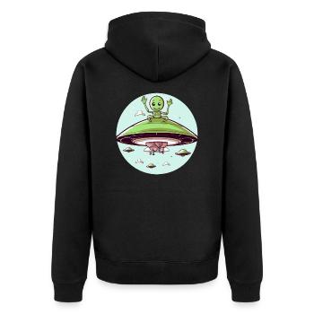 Doodo the Alien - Unisex Premium Organic Zip Hoodie - black - Back - Nico (187cm)