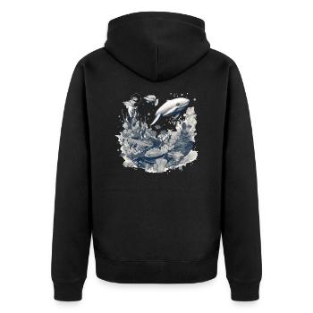 The whale - Unisex Premium Organic Zip Hoodie - black - Back - Nico (187cm)