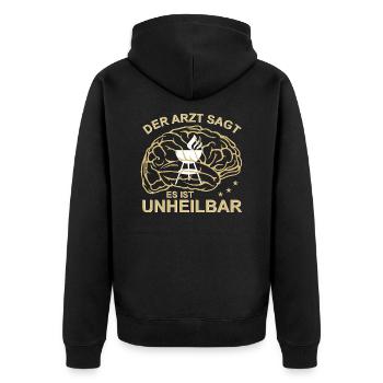 Grillen unheilbar - Unisex Premium Bio Zip Hoodie - Schwarz - Hinten - Nico (187cm)