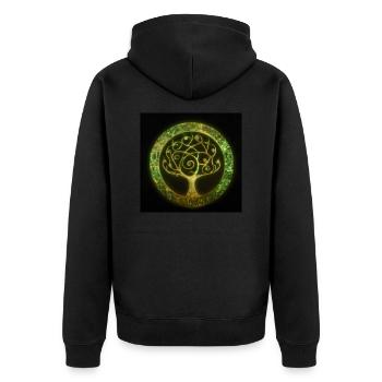 Celtic Tree of Life - Unisex Premium Organic Zip Hoodie - black - Back - Nico (187cm)