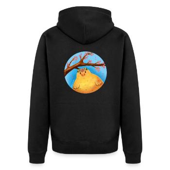 Frühlings Küken - Unisex Premium Bio Zip Hoodie - Schwarz - Hinten - Nico (187cm)