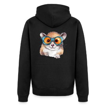 Tak the spectacled squirrel - Unisex Premium Organic Zip Hoodie - black - Back - Nico (187cm)
