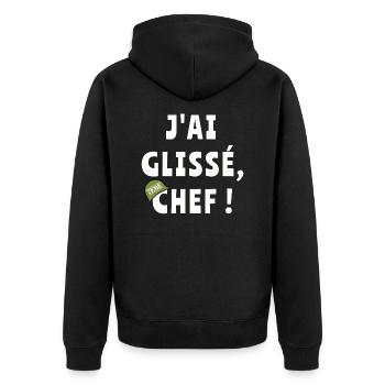 J’ai glissé chef - Veste à capuche bio Premium Unisexe - noir - Dos - Nico (187cm)