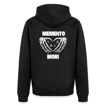 Memento Mori - YOLO - Unisex Premium Organic Zip Hoodie - black - Back - Nico (187cm)