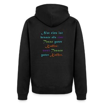 2 Tassen Kaffee - Unisex Premium Bio Zip Hoodie - Schwarz - Hinten - Nico (187cm)
