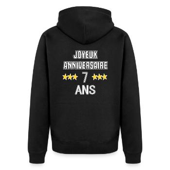 Joyeux Anniversaire 7 Ans - Veste à capuche bio Premium Unisexe - noir - Dos - Nico (187cm)