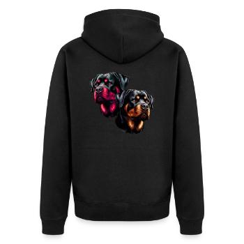 Rottweiler ,Dogs, Dog Head, Guard Dog, Pedigree Dog, - Unisex Premium Organic Zip Hoodie - black - Back - Nico (187cm)