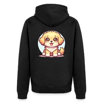 Illustration numérique de mignon extra kawaii doré - Veste à capuche bio Premium Unisexe - noir - Dos - Nico (187cm)