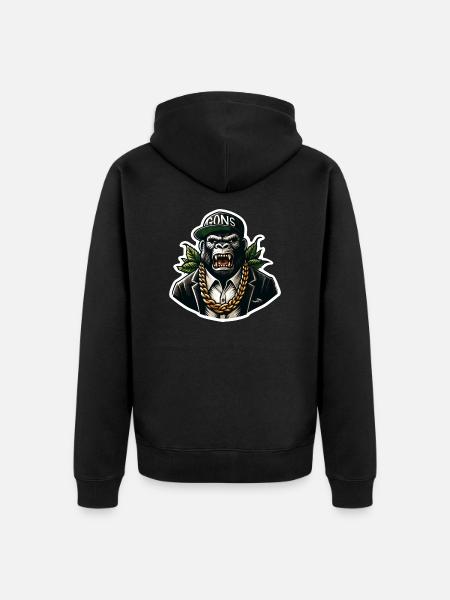 Gorilla with Gold Chain - Unisex Premium Organic Zip Hoodie - black