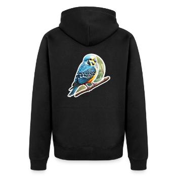 Budgie blue - Unisex Premium Organic Zip Hoodie - black - Back - Nico (187cm)
