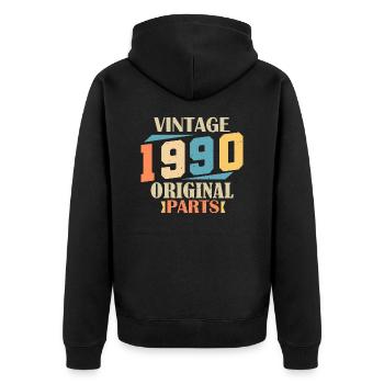 Mois 1990. Cadeau d'anniversaire 1990. 34 ans Birt - Veste à capuche bio Premium Unisexe - noir - Dos - Nico (187cm)