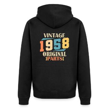 Monat 1958. 1958 Geburtstagsgeschenk. 66 Jahre alt Birt - Unisex Premium Bio Zip Hoodie - Schwarz - Hinten - Nico (187cm)