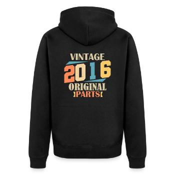 Mois 2016. Cadeau d'anniversaire 2016. 8 ans Birth - Veste à capuche bio Premium Unisexe - noir - Dos - Nico (187cm)