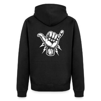 Elektriker Beruf Shirt - Unisex Premium Bio Zip Hoodie - Schwarz - Hinten - Nico (187cm)