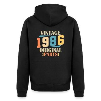 Mois 1986. Cadeau d'anniversaire 1986. 38 ans Birt - Veste à capuche bio Premium Unisexe - noir - Dos - Nico (187cm)